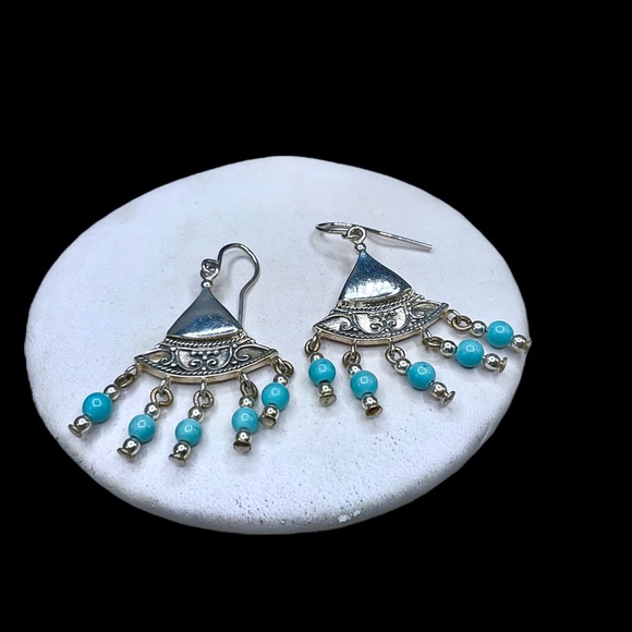 🌺Vintage Jezlaine Sterling & Turquoise Earrings - Picture 14 of 14